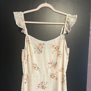 Lily Floral Midi Dress - Cream and Orange